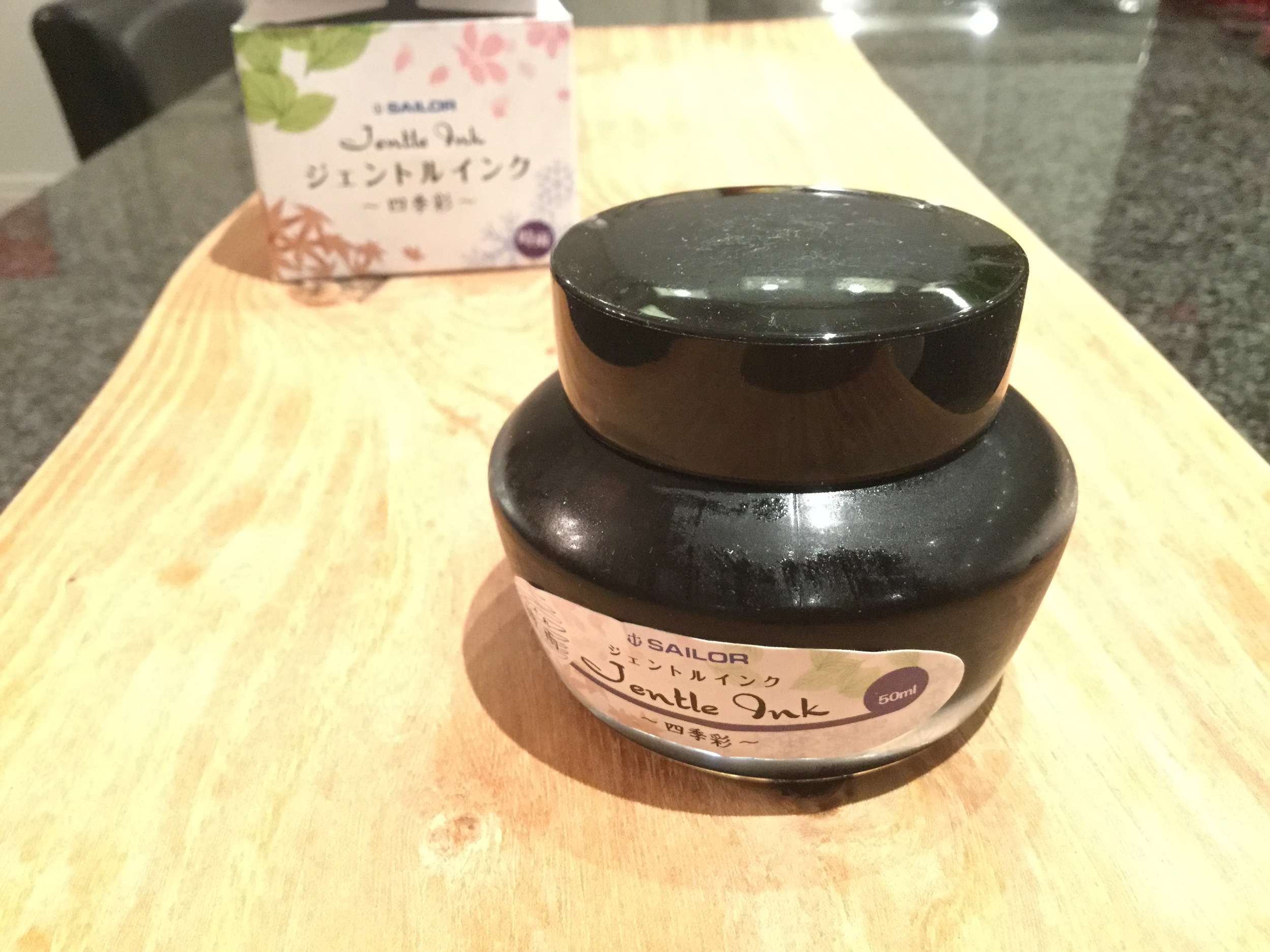 Intact glass ink bottle