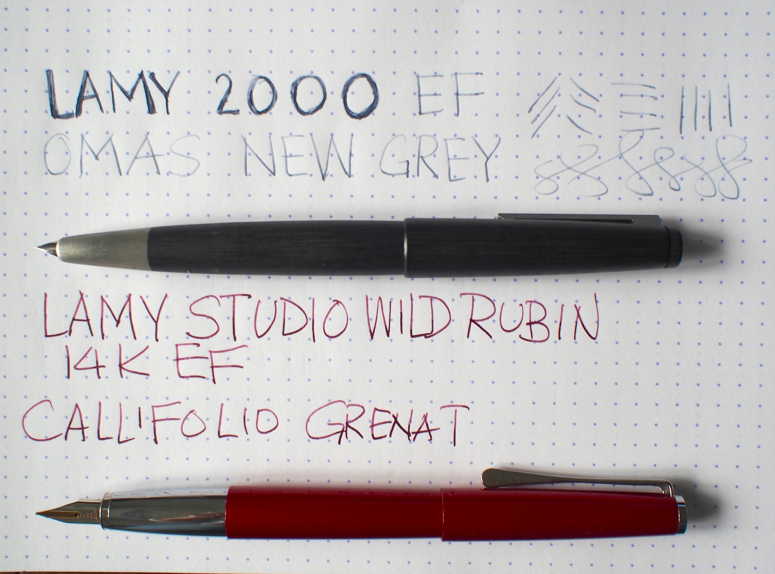 Comparison of Lamy 2000 EF with Lamy Studio 14K EF