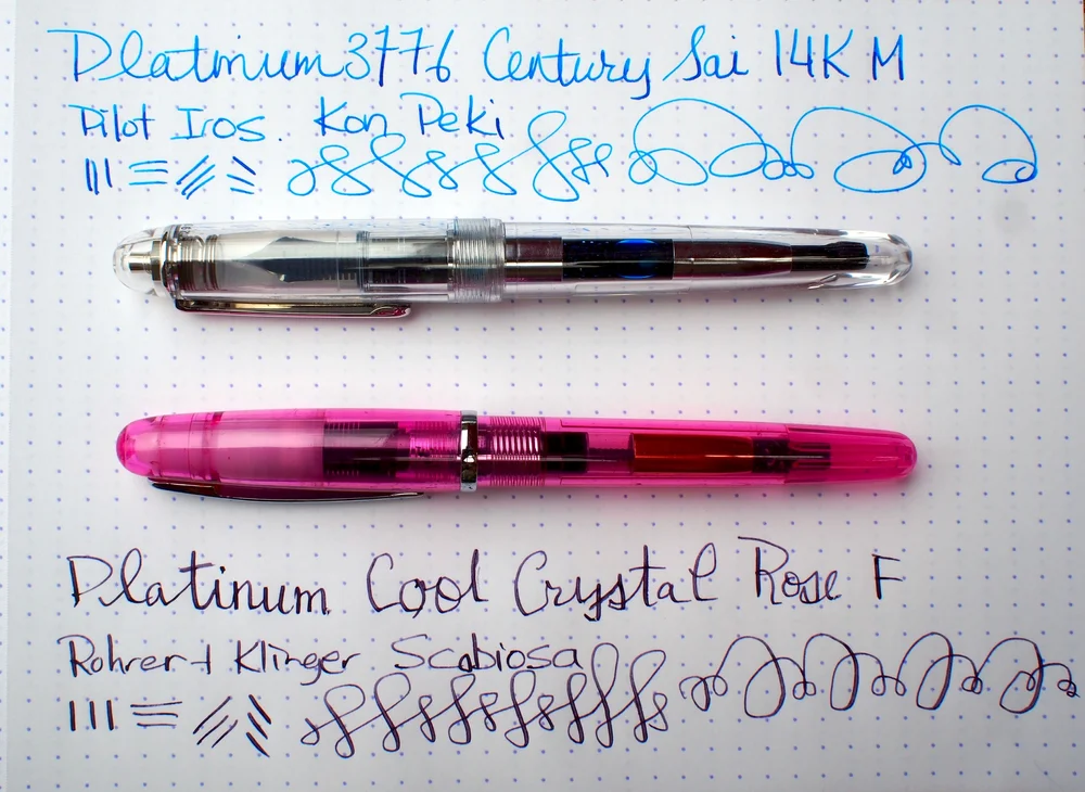 Pen Review Head To Head Comparison Of Platinum 3776 Century Sai And Platinum Cool Crystal Rose Pendora S Box
