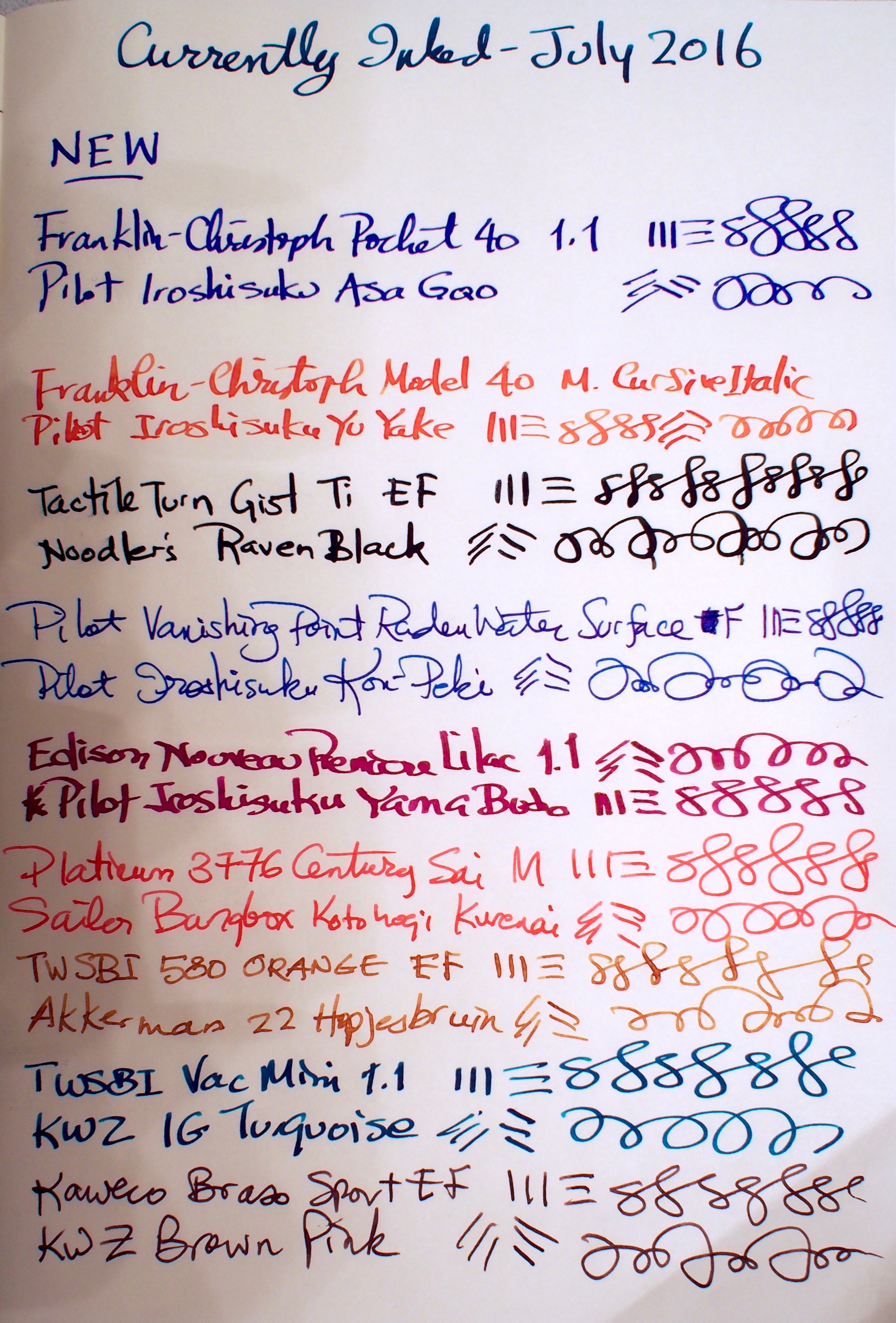 Pen and Ink Line-up