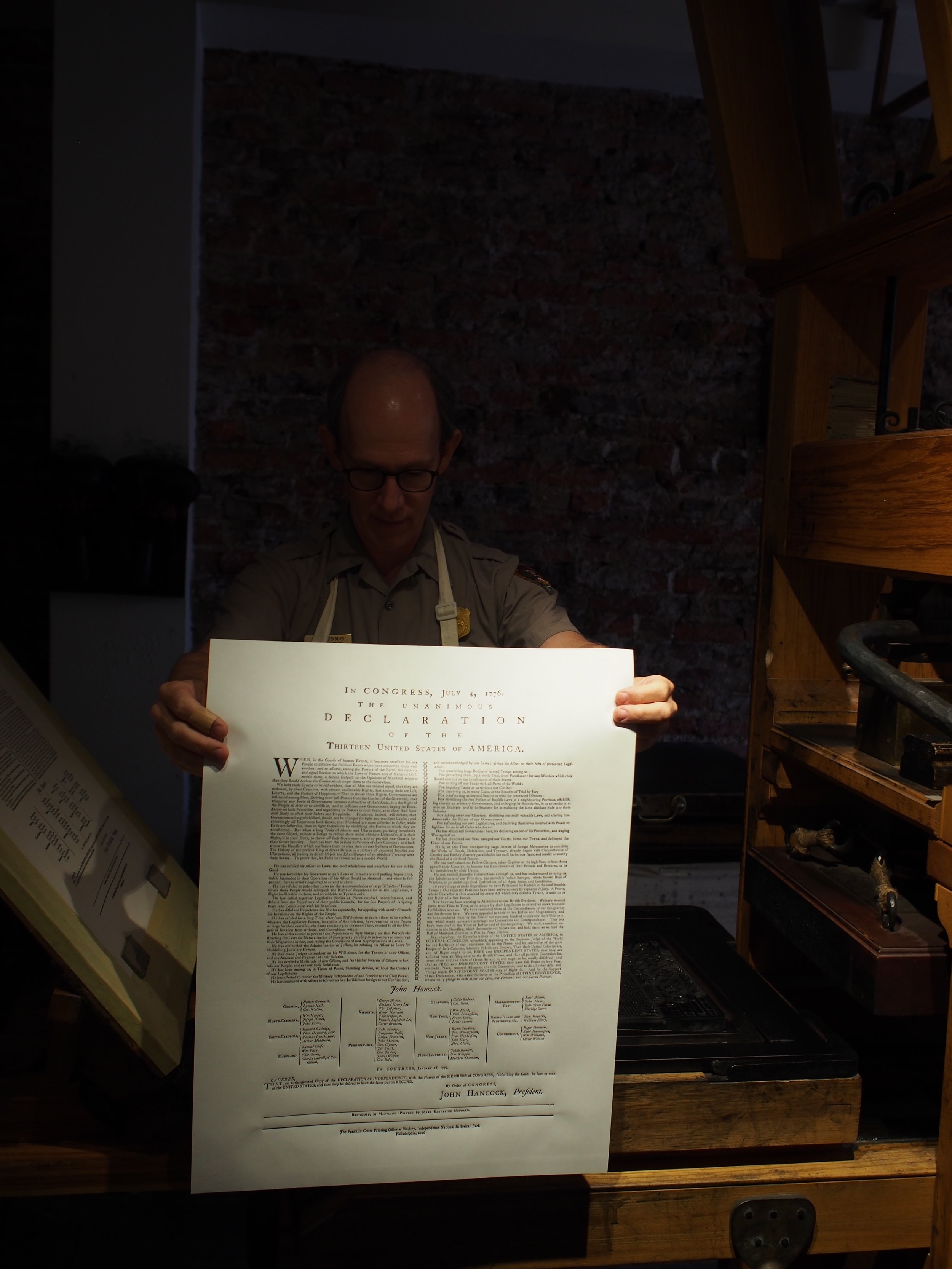 Closer look at the printed sheet:  it's the Declaration of Independence