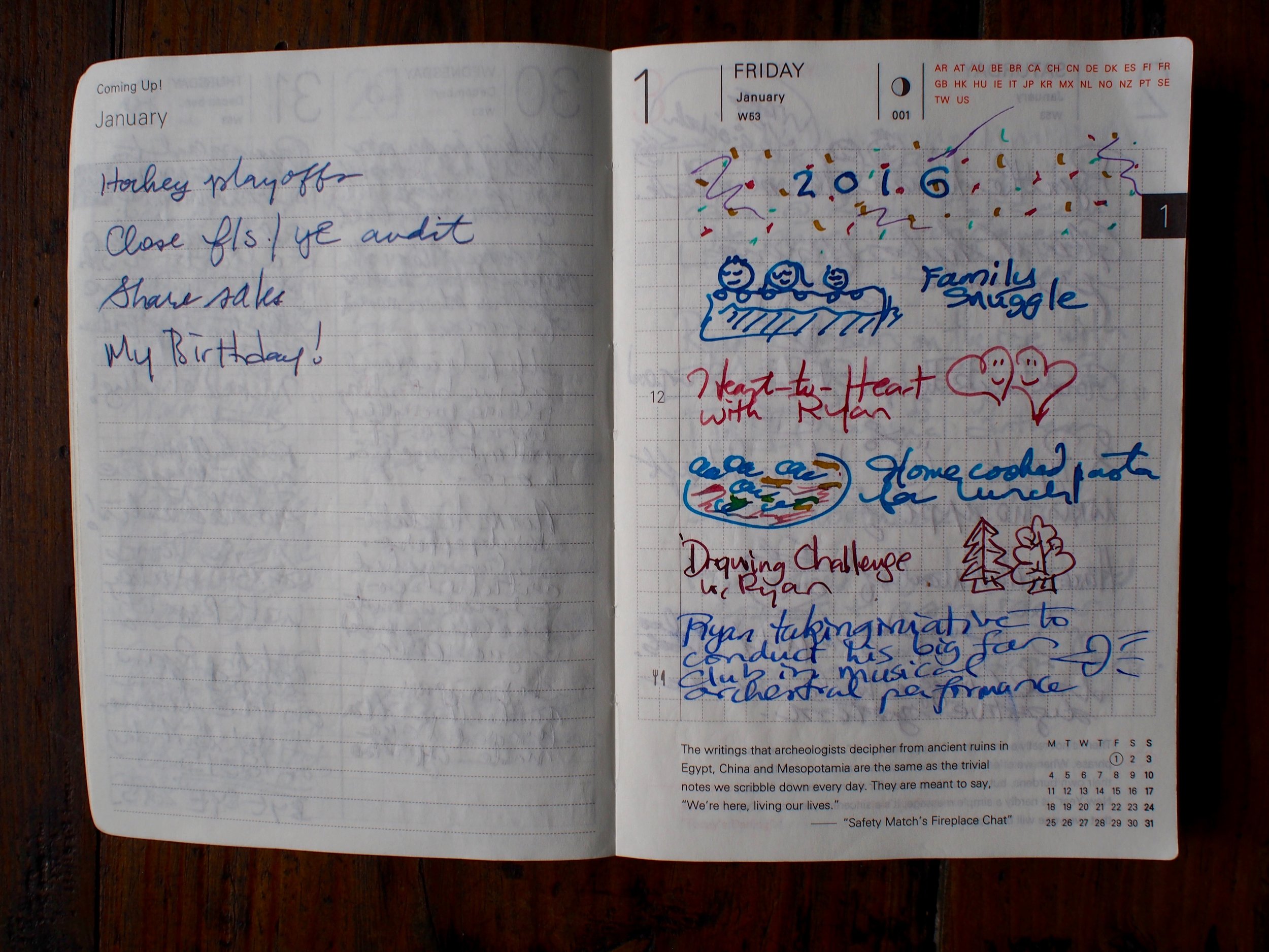 Coming Up (l), Daily Page (r)