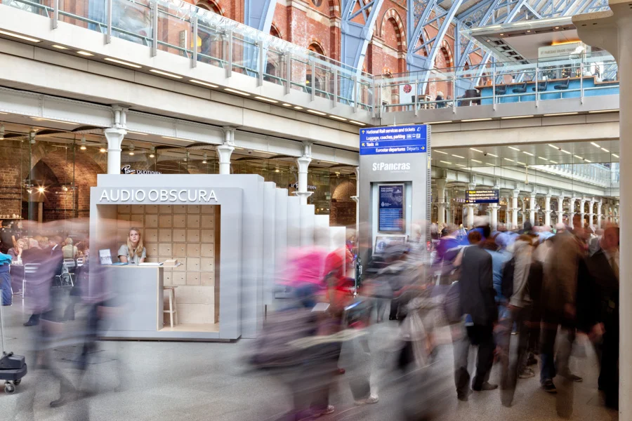 Here’s another project by my friend Ingrid from a couple of year’s ago. Ingrid was commissioned to design a small kiosk for the centre of Piccadilly Station in Manchester for a sound installation Audio Obscura. The kiosk later moved to St Pancras in London and you can read more about the project on Ingrid’s website .