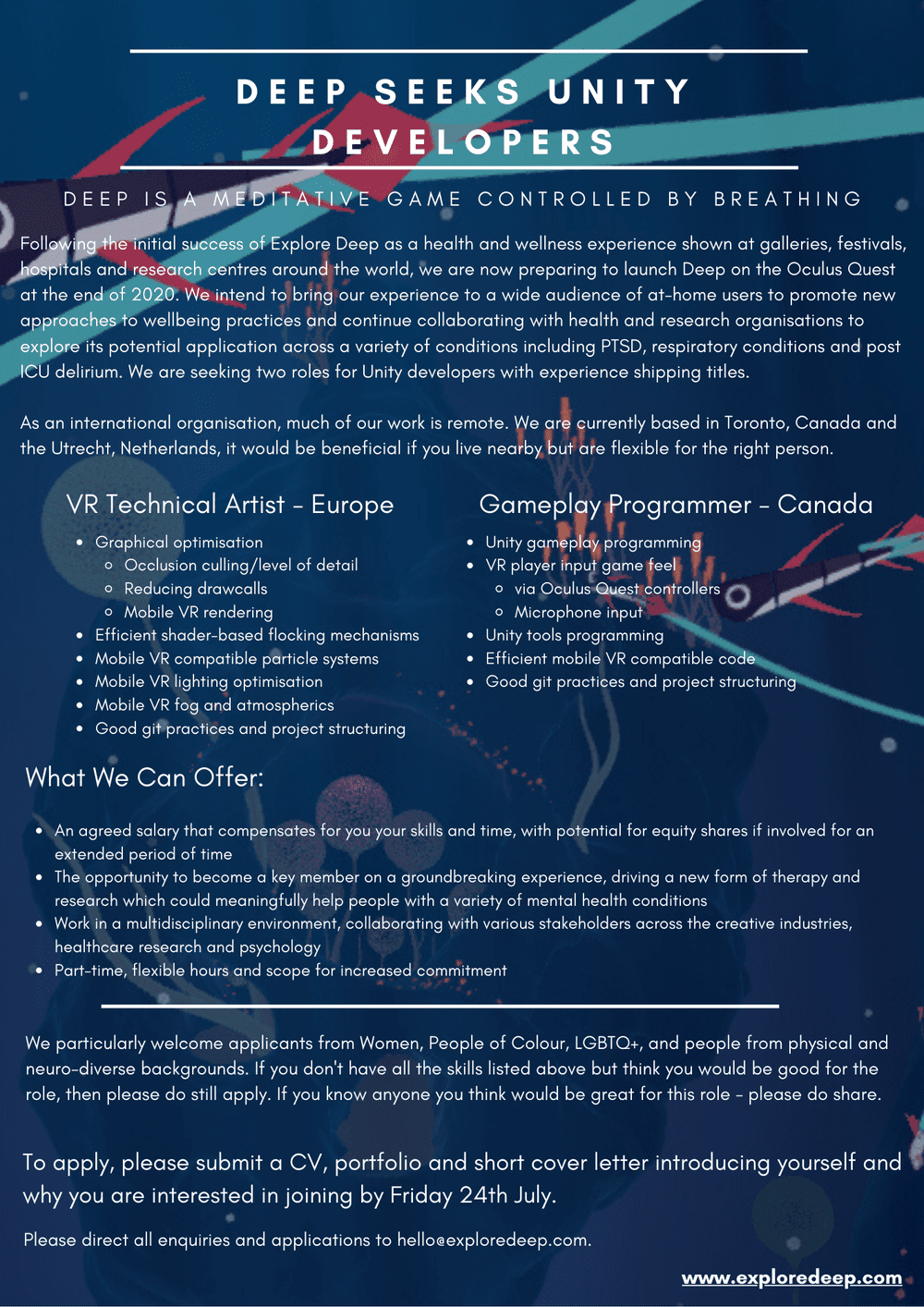 We're Looking for Unity Developers — deep vr
