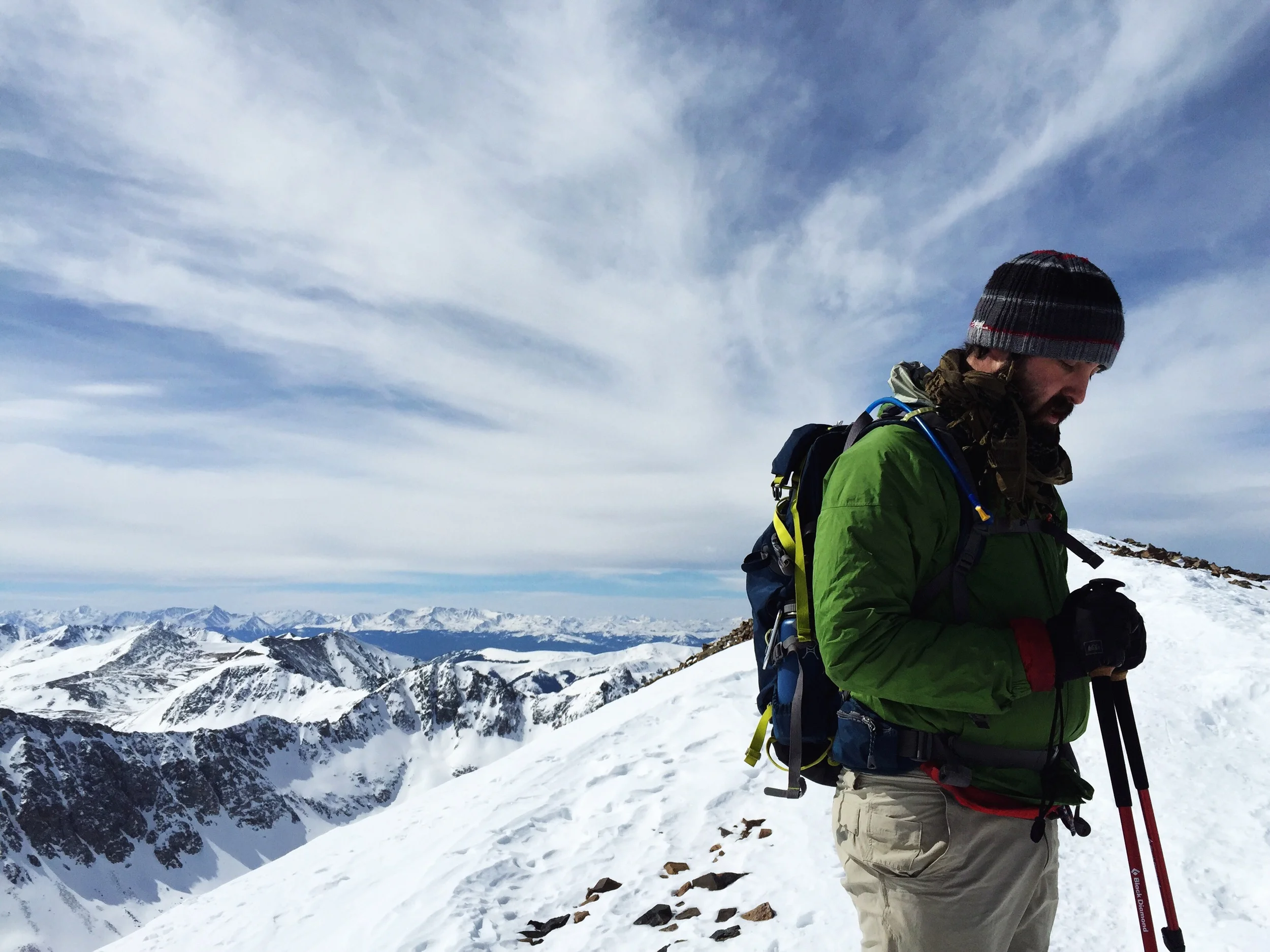 my hunky hubby leading the way up the first false summit. 