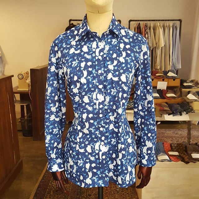 The fabric for this shirt is made by @libertylondon. The client's daughter brought it back for her as a present after a trip to the UK.  We would normally use such a bold print for a short sleeve shirt, or perhaps a dress, but the client decided on a