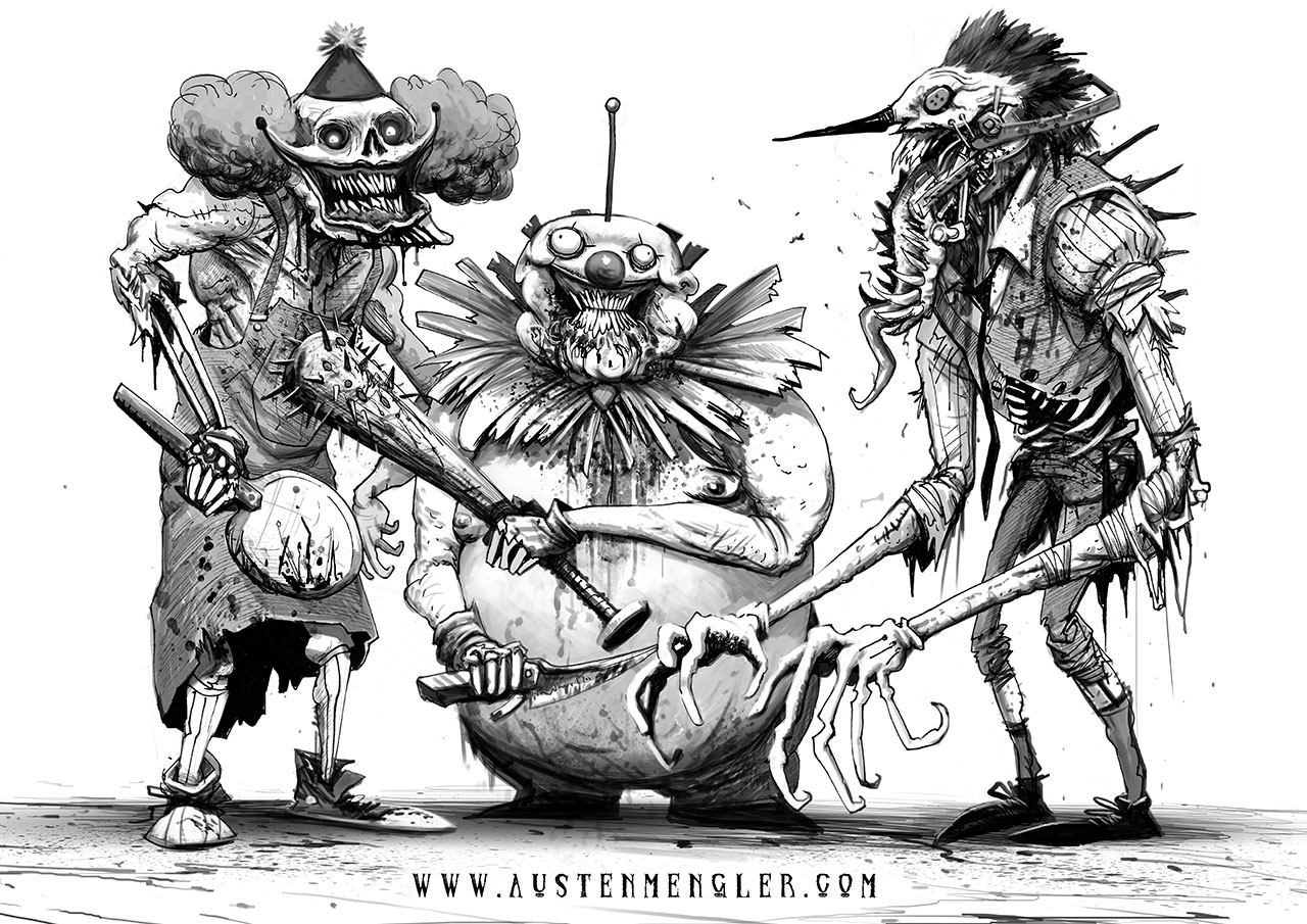 Vampire monster illustration. Pencil drawing raster artwork depicting an dark  scary monster alien or man in pale gray tones | CanStock