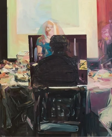 Table for Two, 2016, acrylic and oil on canvas, 36in x 30in