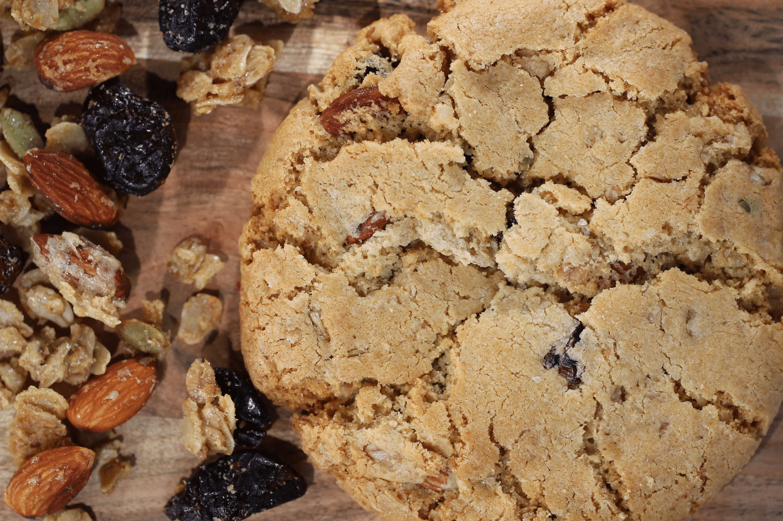 A chunky homestyle cookie packed with maple-sweetened toasted oats, nuts, and dried cranberries