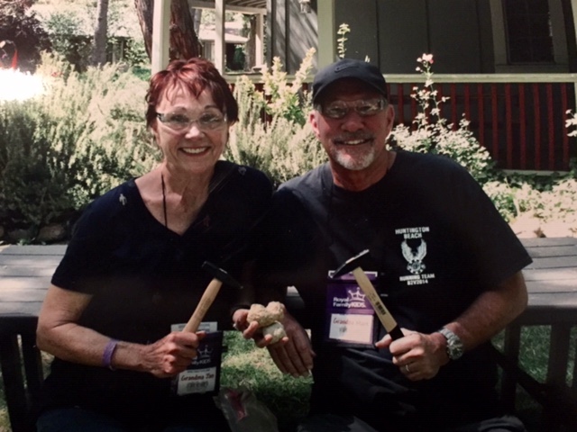 Jan & Mark Armando getting ready to help the kids crack open their geode rocks. “Rough looking on the outside, but beautiful crystals on the inside. They get to keep their geodes to remind them that God loves them and it’s what’s on the inside that counts and God sees them as beautiful.”