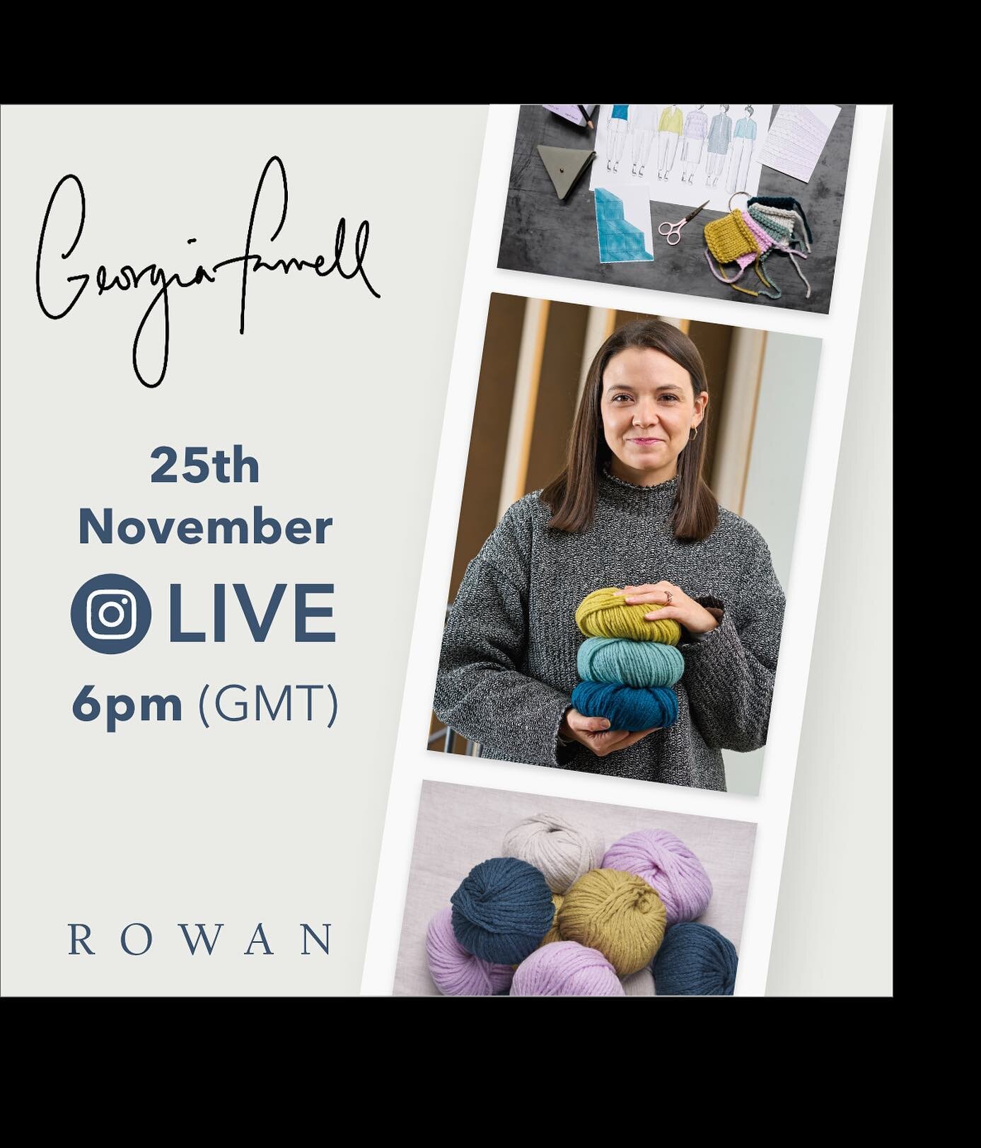 Super excited to be going live with @rowanyarns this Friday 25th November at 6pm GMT to talk about my two latest collections; Soft Structures and Textured Tweed Haze! 
&bull;
We&rsquo;ll be talking about design inspiration and process, including the 