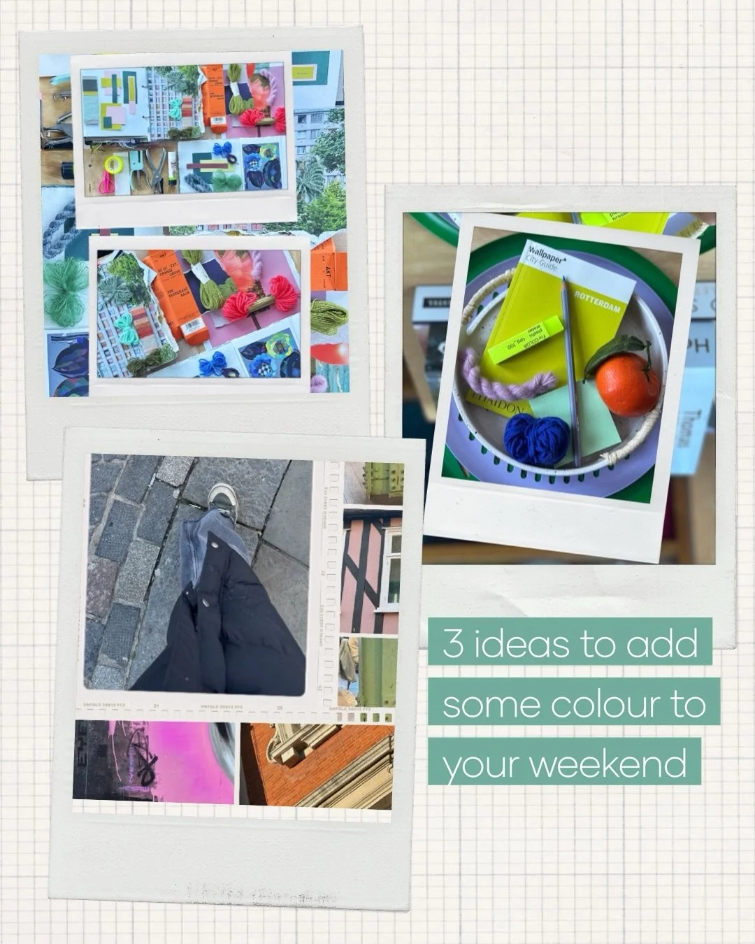 3 quick and easy ideas to add some colour to your world this weekend colour 🎨 

1. Gather a collection of objects from around your house that you like for their colour and display them in a bowl or on a tray like a still life. Keep them somewhere yo