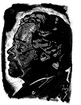 Tim McLaughlin linocut by Maurice Spira.