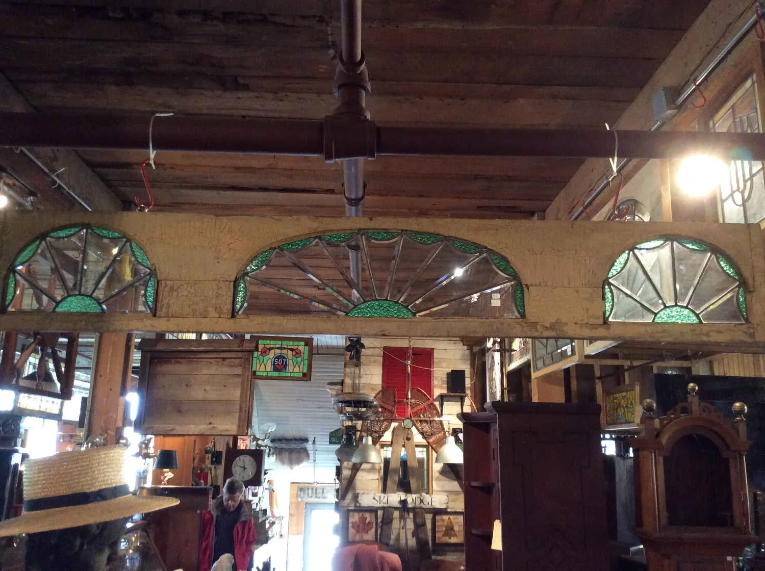  SOLD!! Early Leaded &amp; Beveled Glass Transom Window