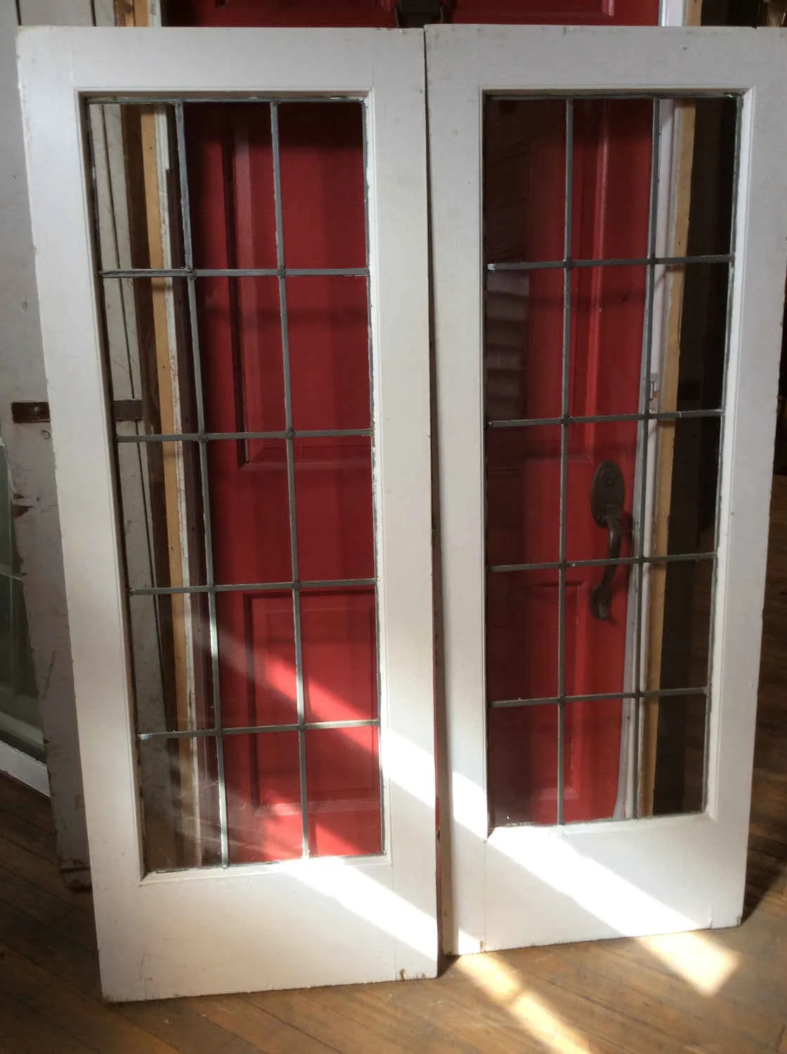 Pair Leaded Glass Windows/Doors