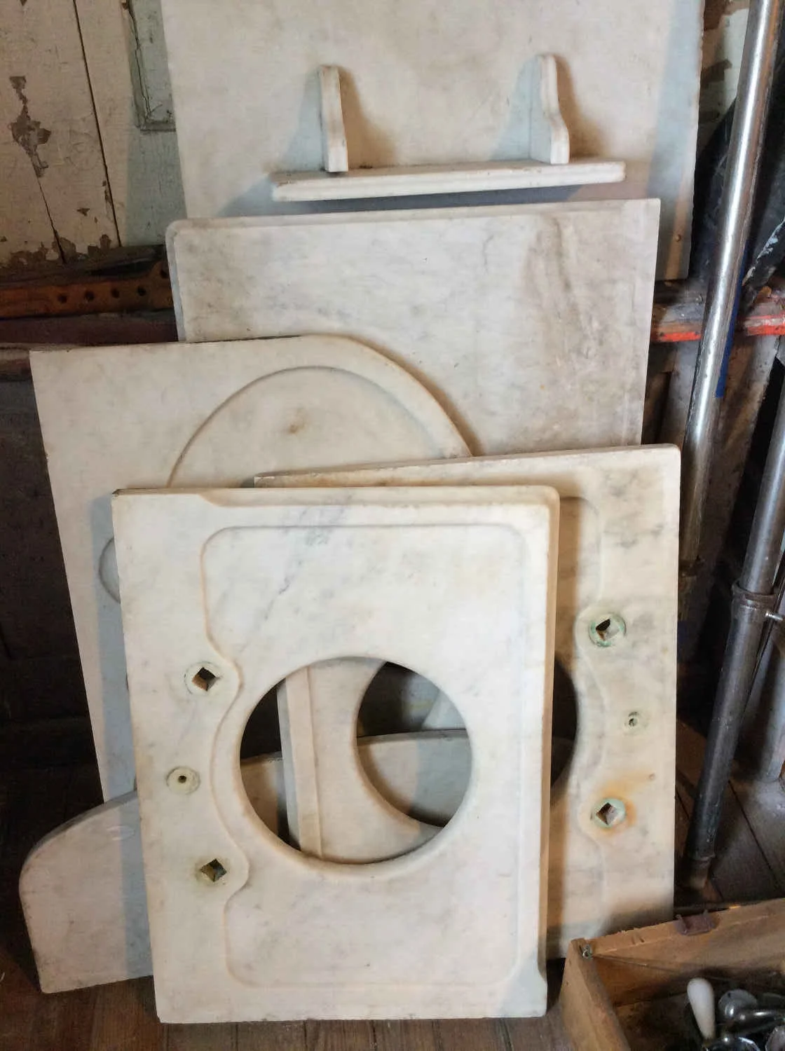 Variety of Antique Carrera Marble Sink Decks