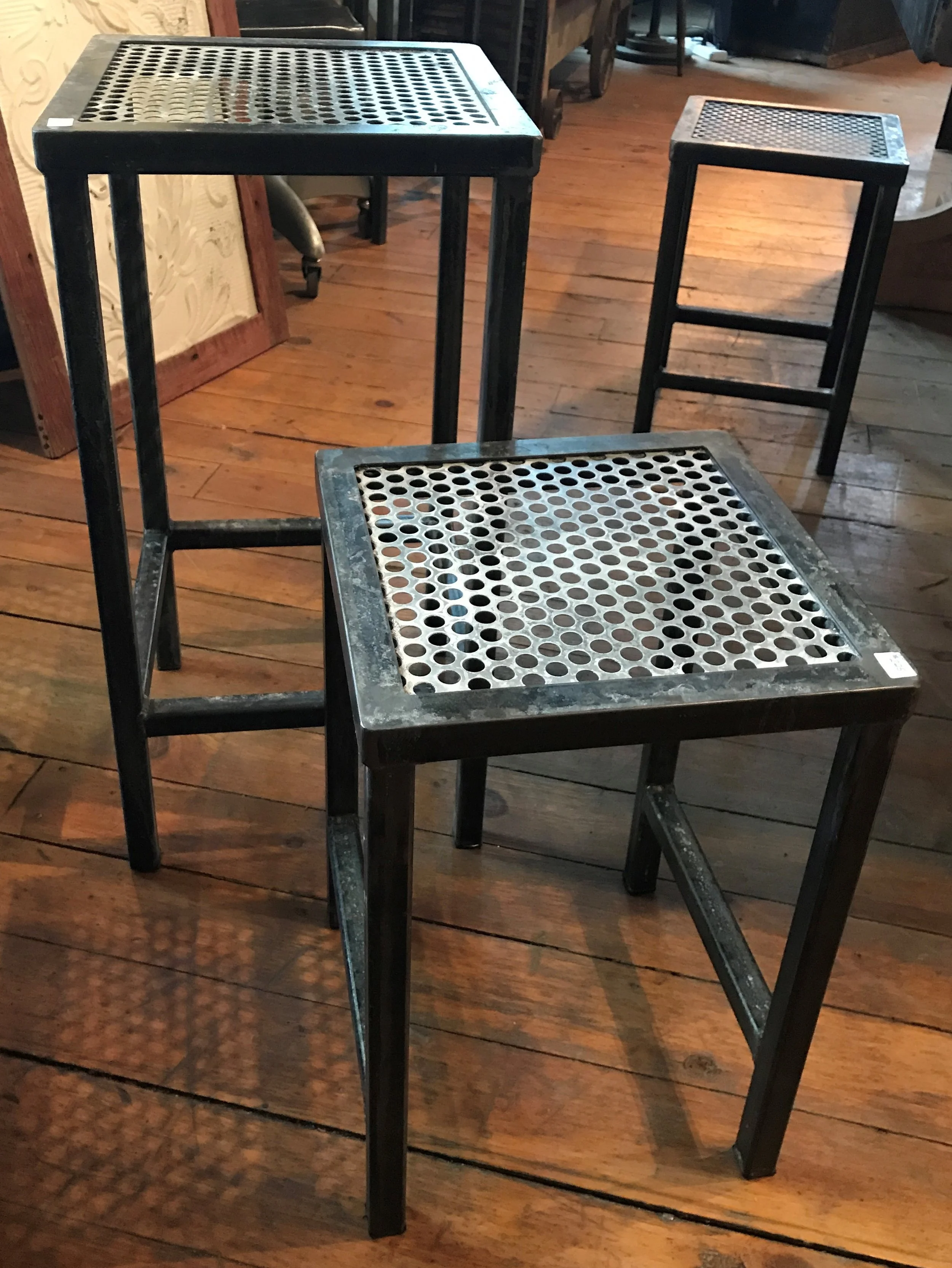 Perforated Top Stools or Side Tables