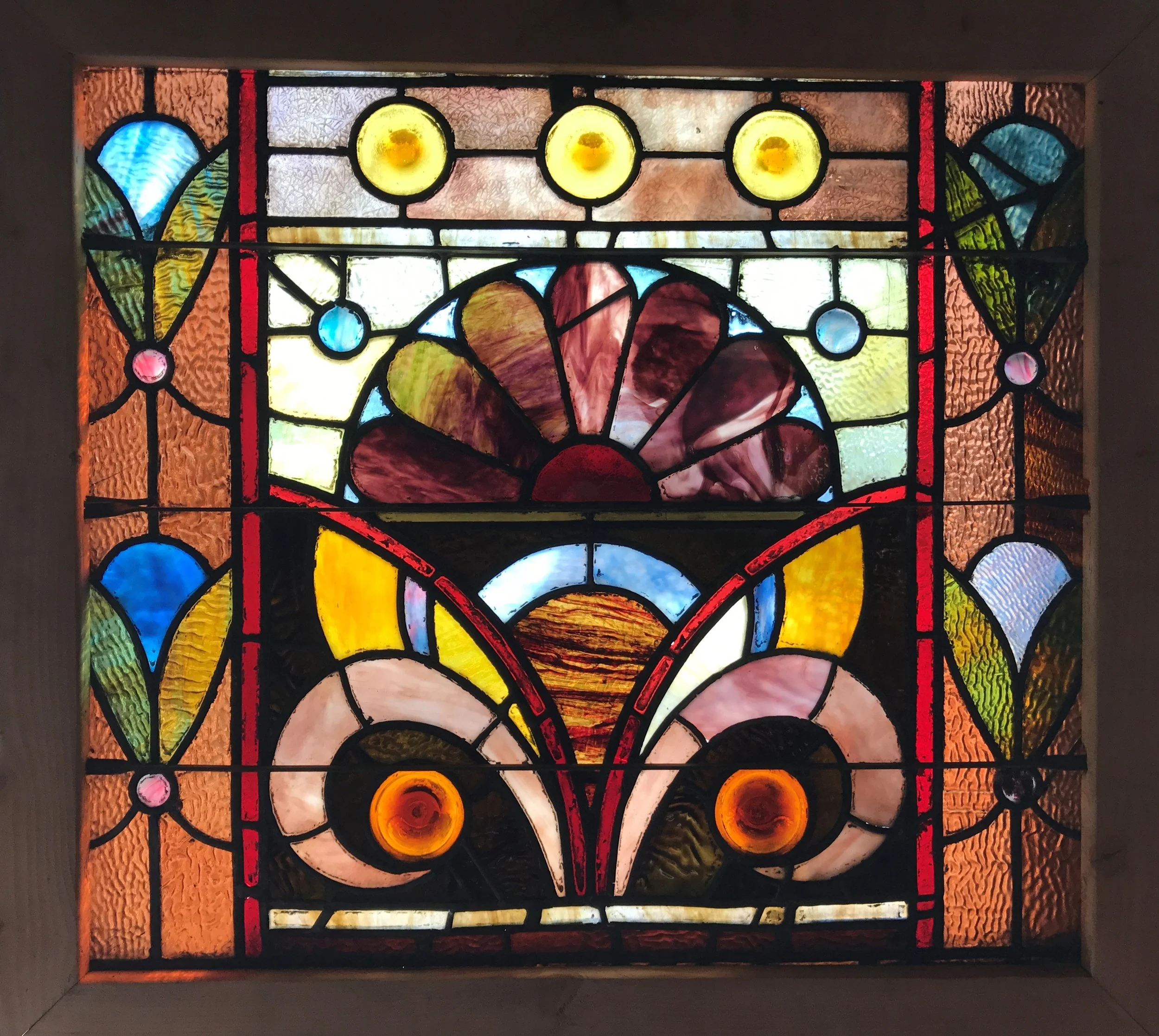 SOLD!!  Antique Stylized  Stained Glass Church window