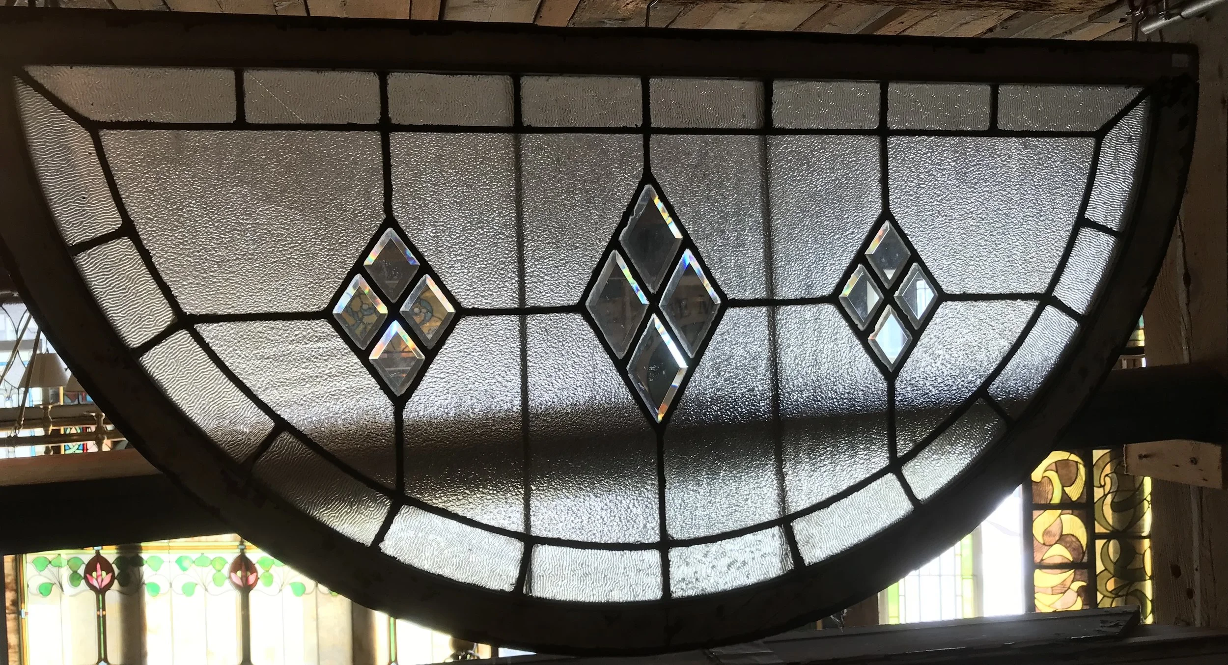 Arched Privacy glass transom