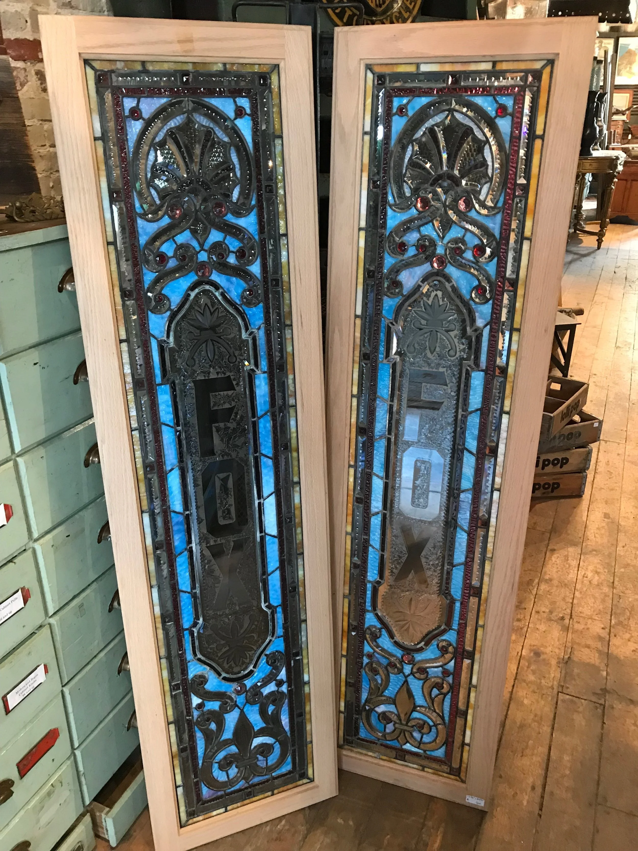 SOLD!!  1920's Fox theater sidelights