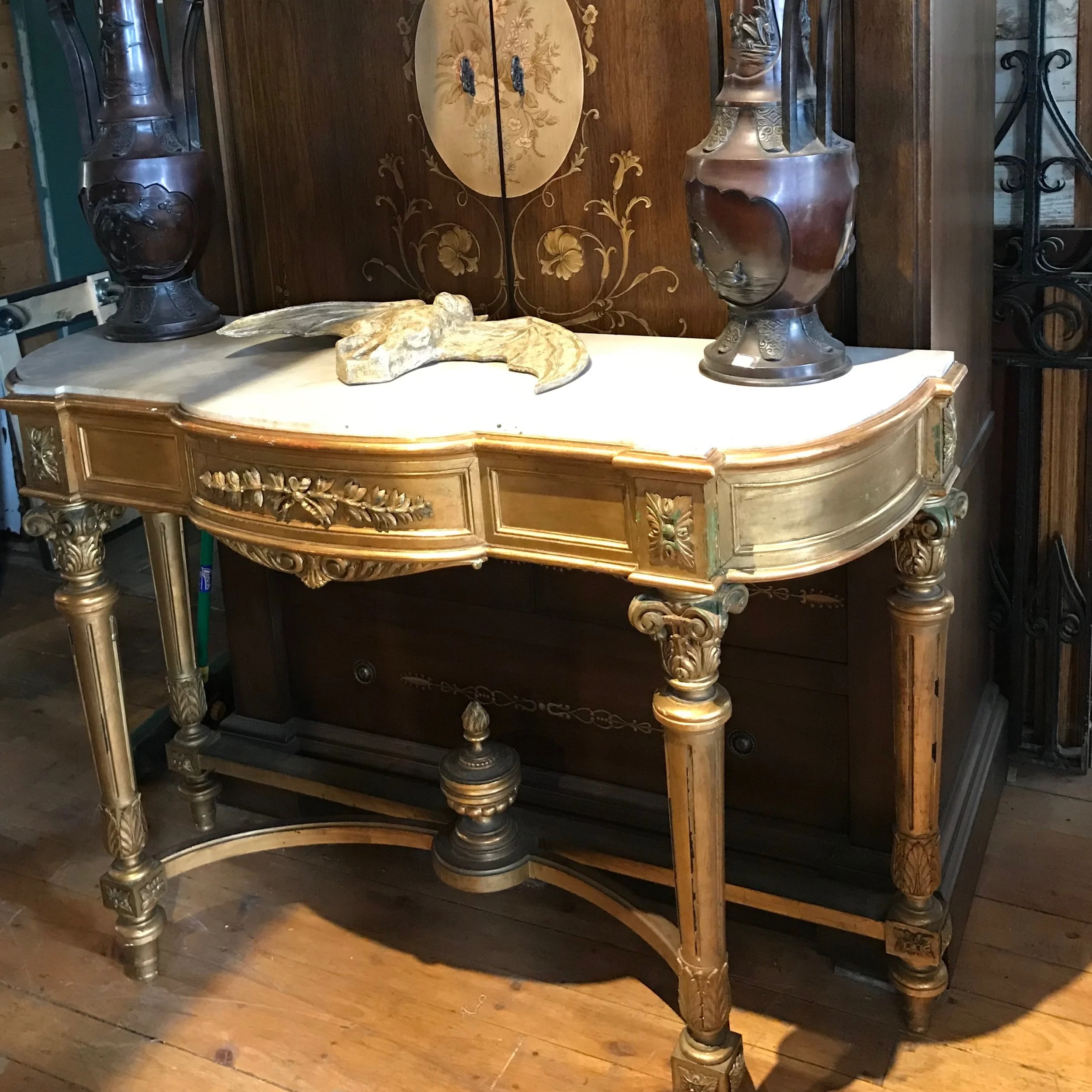 SOLD! Vintage gilt wood console table