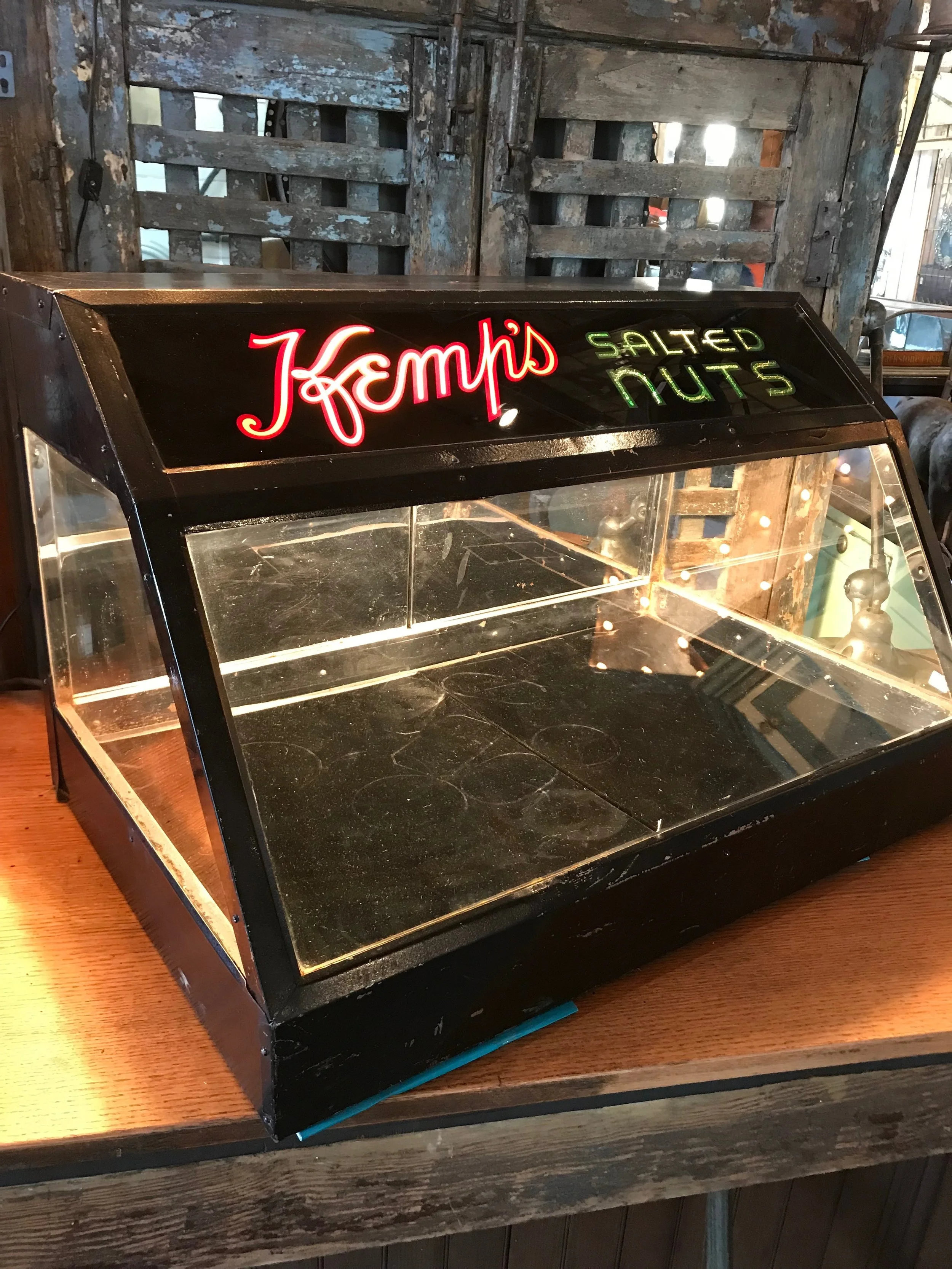 Antique Kemp's Salted Nuts heated display case