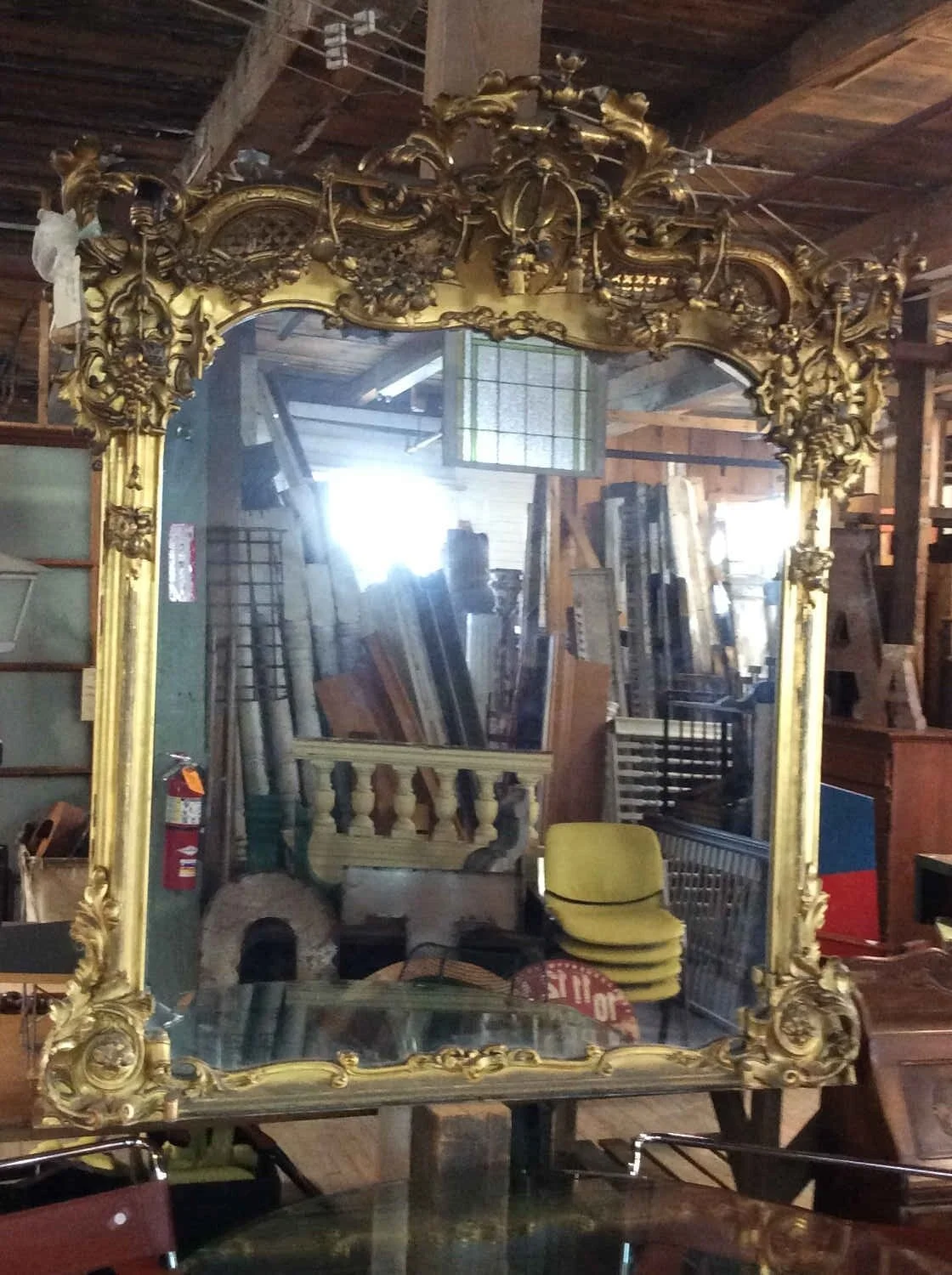 French Victorian Gilded Over Mantel Mirror