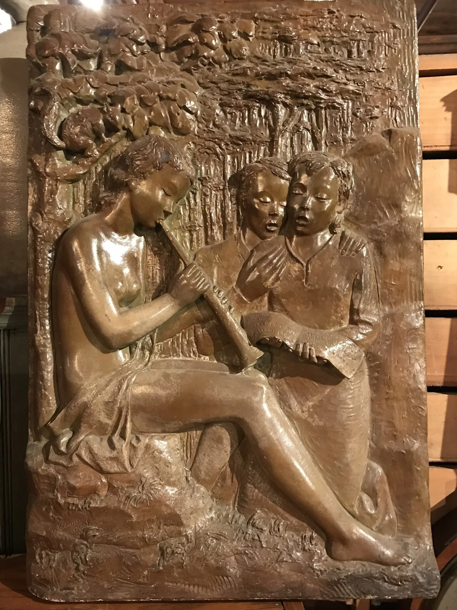 Mid Century Plaster Bas Relief