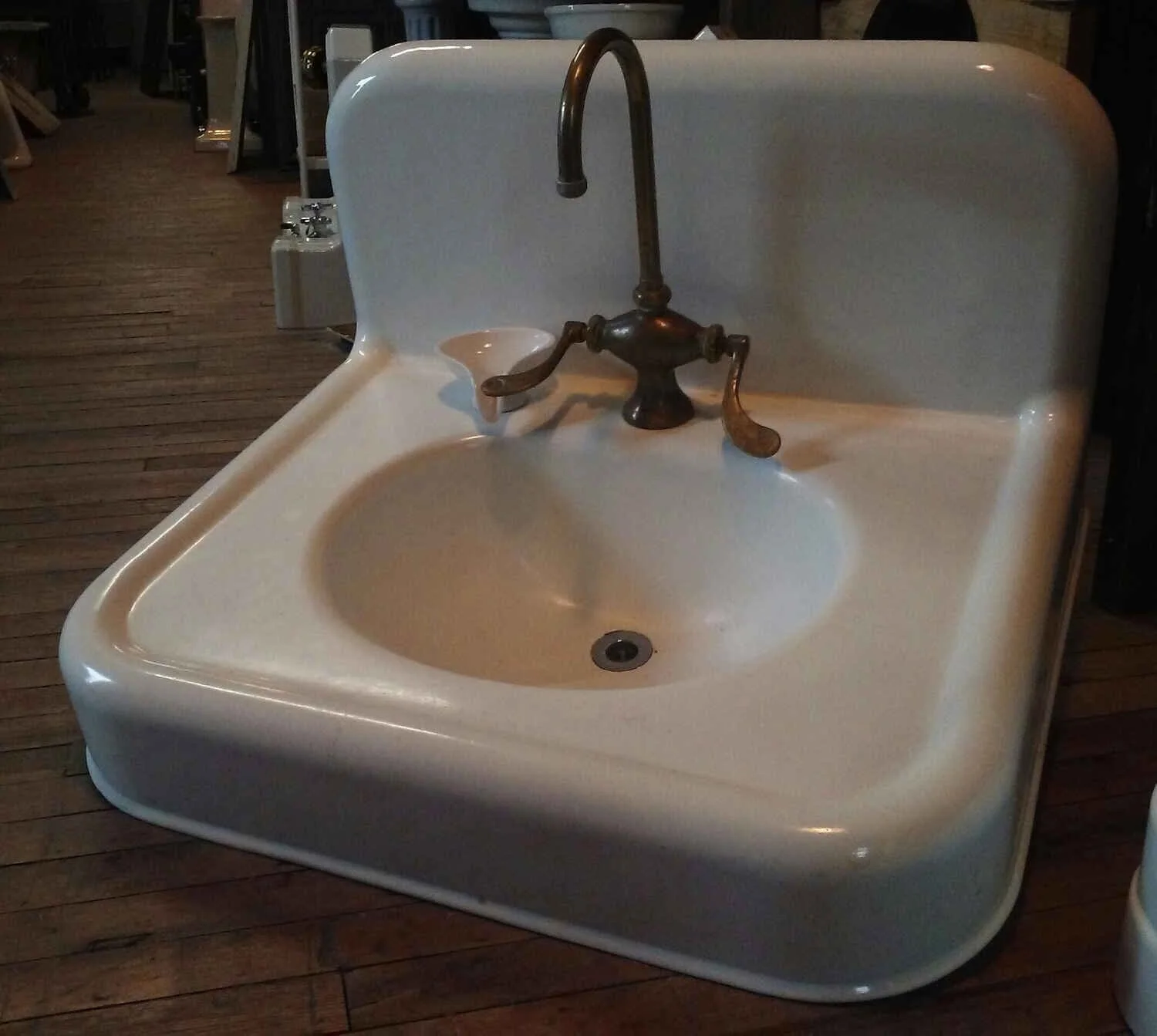 Large Porcelain Enamel Over Cast Iron Bathroom Sink