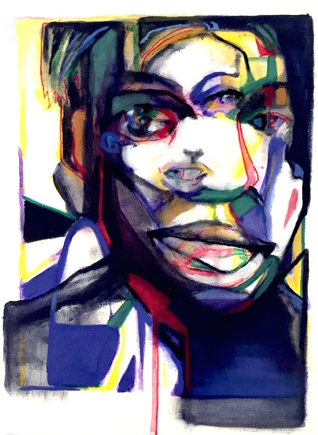 Glance, 12"x14", oil and acrylic on canvas, 2015