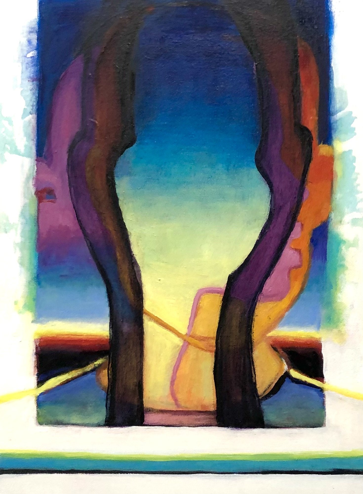 Sunset Head 2, 16"x20", oil and acrylic on canvas, 2021