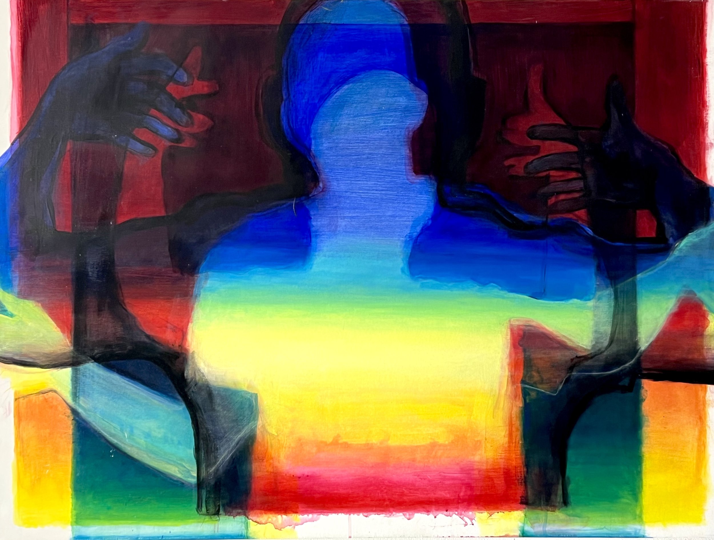 Embrace, 30"x40," oil and acrylic on canvas, 2022