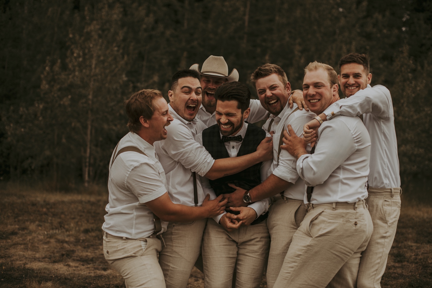 Groomsmen Photo Ideas - Banff Elopement Small Intimate Wedding Photographer