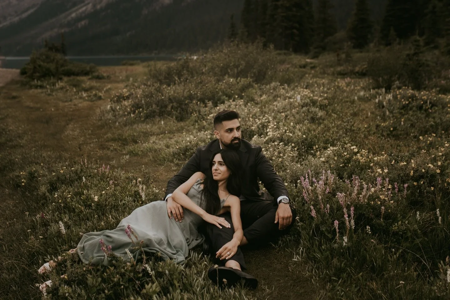 Engagement photos in Banff is always a surprise! You just never know what kind of crazy weather you might get. Jumping in with both feet is always the best way to look at it. We got an incredible sunset, short burst of pouring rain, and a beautiful r