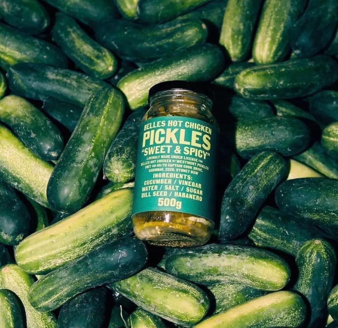 The Belles Pickle has a sweet and spicy flavour profile, custom-made by us for @belleshotchicken 📸 @buffet.digital