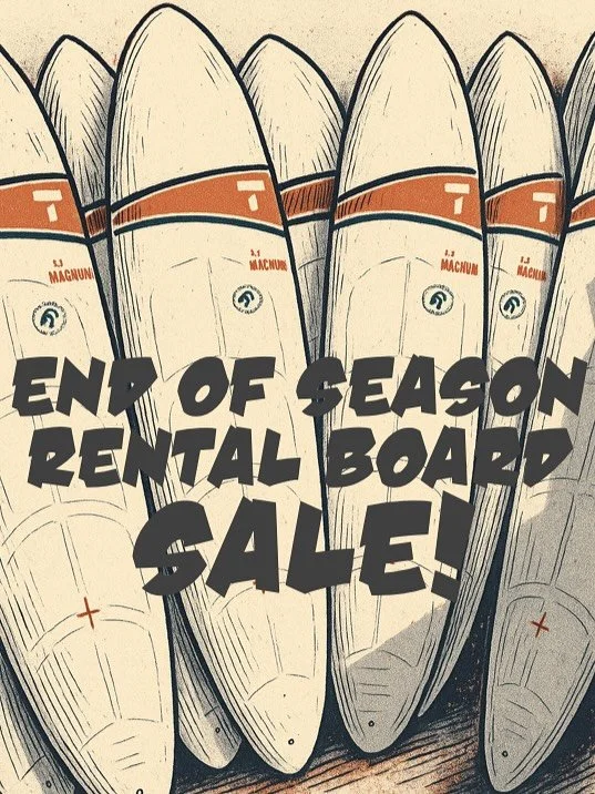 They&rsquo;ve been surfed, loved, and are ready for their next adventure. 🌊 The End of Season Rental Board Sale is back - surfboards and SUPs are limited! 

👉🏼 Reserve yours today! 
https://rhodysurf.com/board-sale