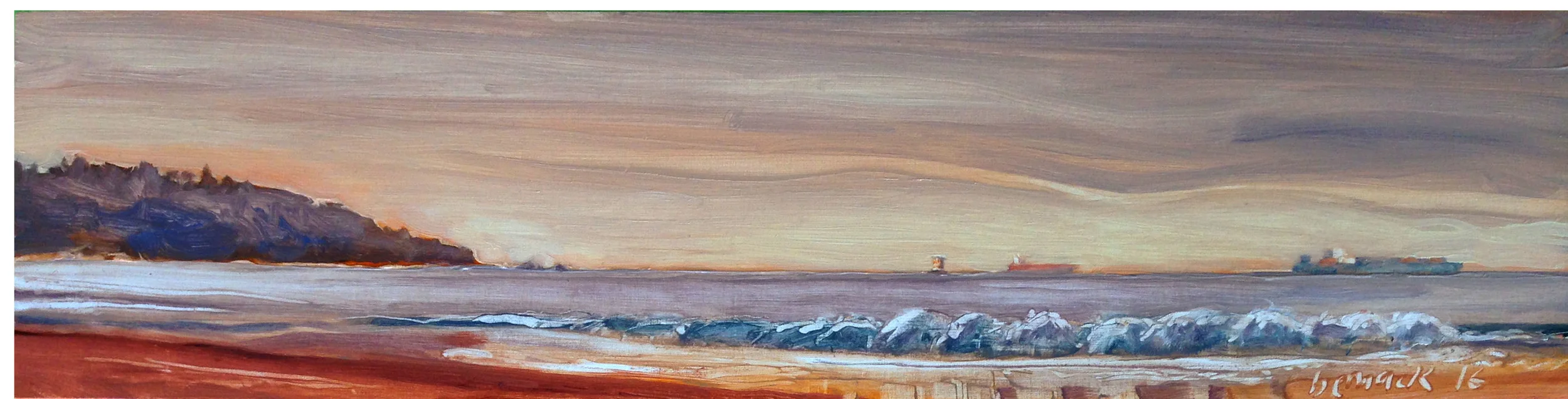 ribbon in the sky oil on board 6"x24"