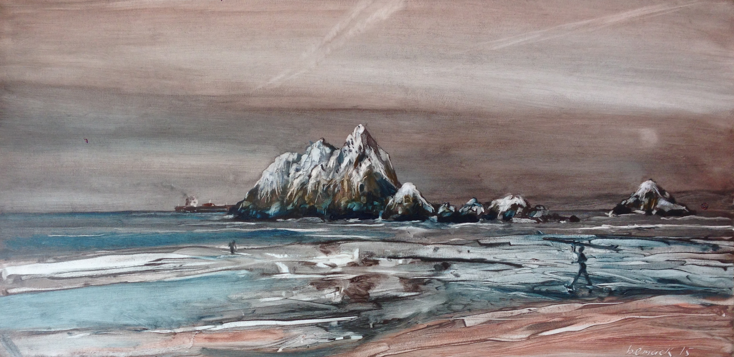  seal rocks 2 (sold)  oil on board  18"x36" 