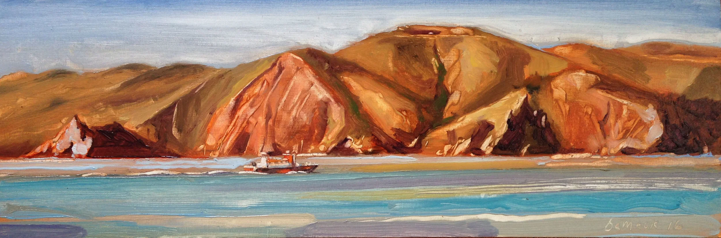 rescue (sold) oil on board 6"x18"