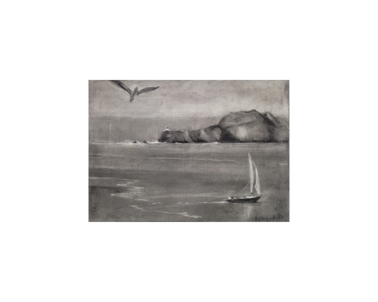 sailing conte crayon on paper 7"x9"