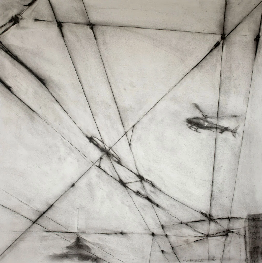 chopper 7 (sold) conte crayon on panel 32"x32"