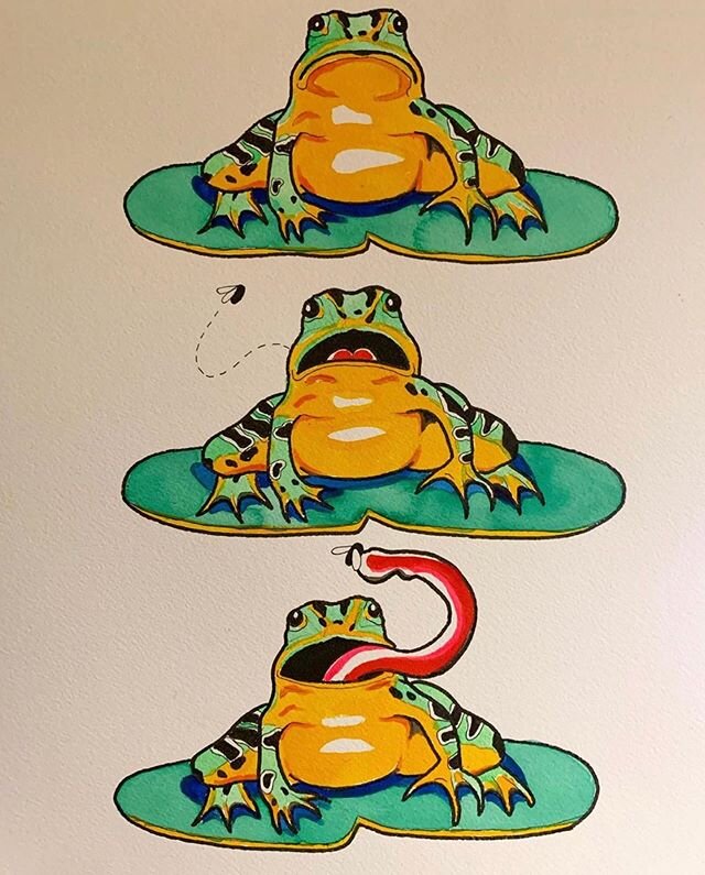 Froggie flash by @boiled_peanut_ 🐸 Kimber has shirts &amp; original art for sale! Follow the link in their bio. #tigerlilytattoo #tattoo #tigerlily #frog #tattooflash #supportartists #stayhome #quarantine #tttism