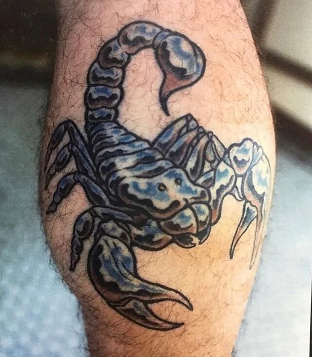 Chrome scorpion done by @mjarpdx in the mid &lsquo;90s #boldwillhold #scorpion #scorpiontattoo #chrome #quarantine #art #artist #tattooartist #pdxtattoos #tattoo #portlandtattoo #supportsmallbusiness #stayhome #fuckcorona #staymotivated #motivation