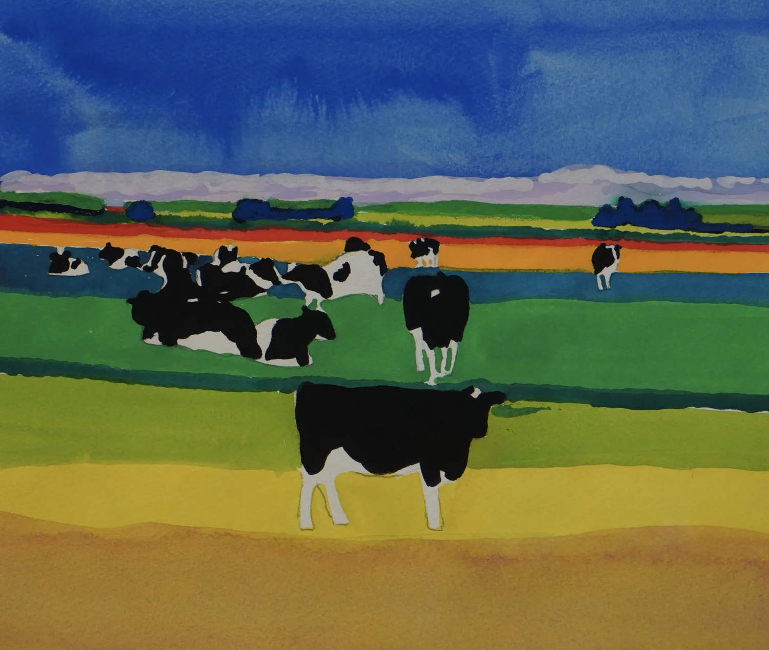 Vermont Artwork Watercolor Cows