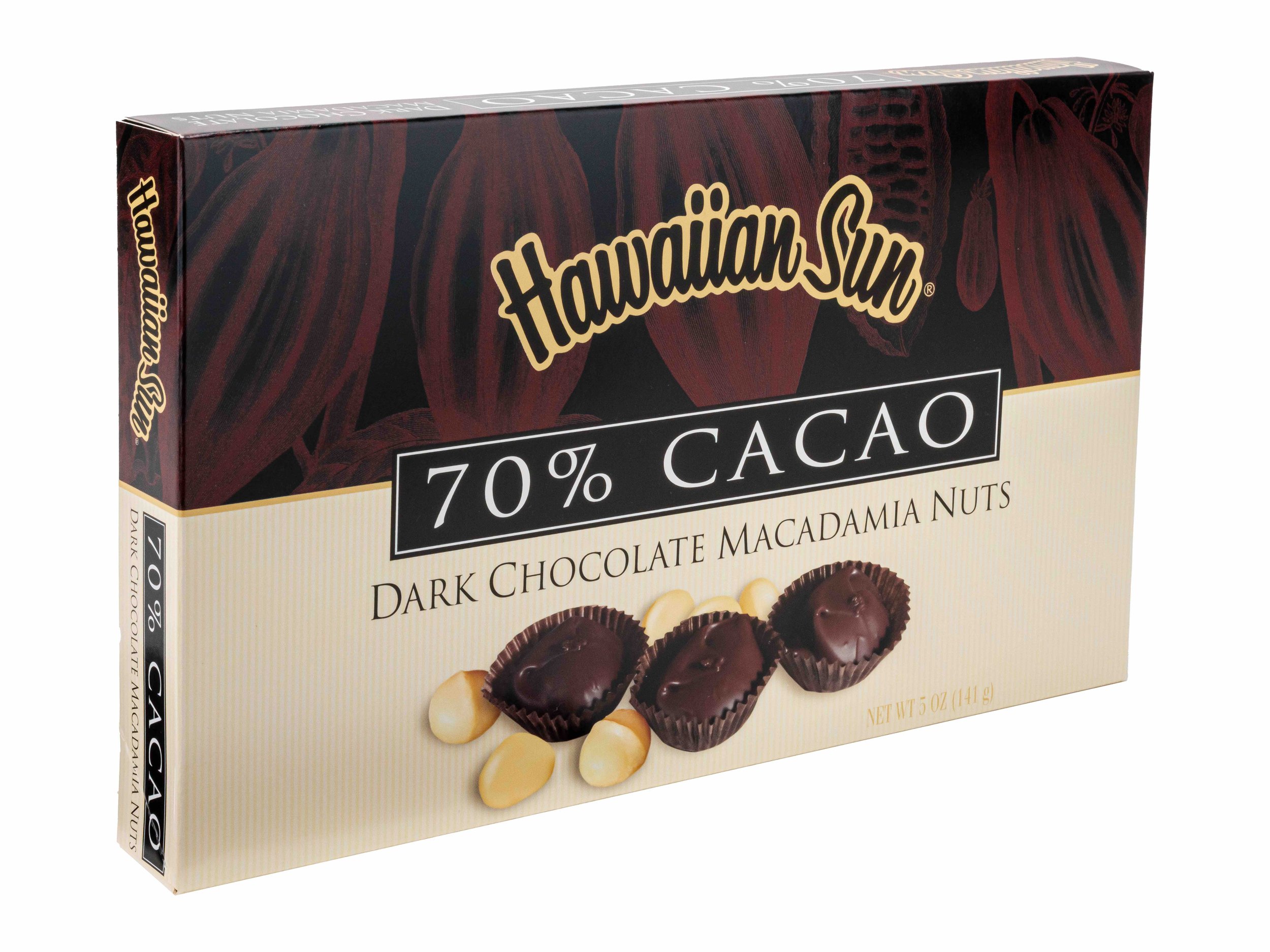 Hawaiian Sun 70 Percent Cacao Chocolate Covered Macadamia Nuts