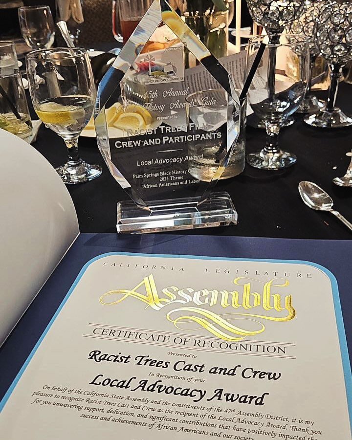 We are so deeply honored to have received a Local Advocacy Award from the Palm Springs Black History Committee!!! Lifetime Crossley Tract resident Kevin Williams was at their annual gala to receive the award on behalf of the film and its participants