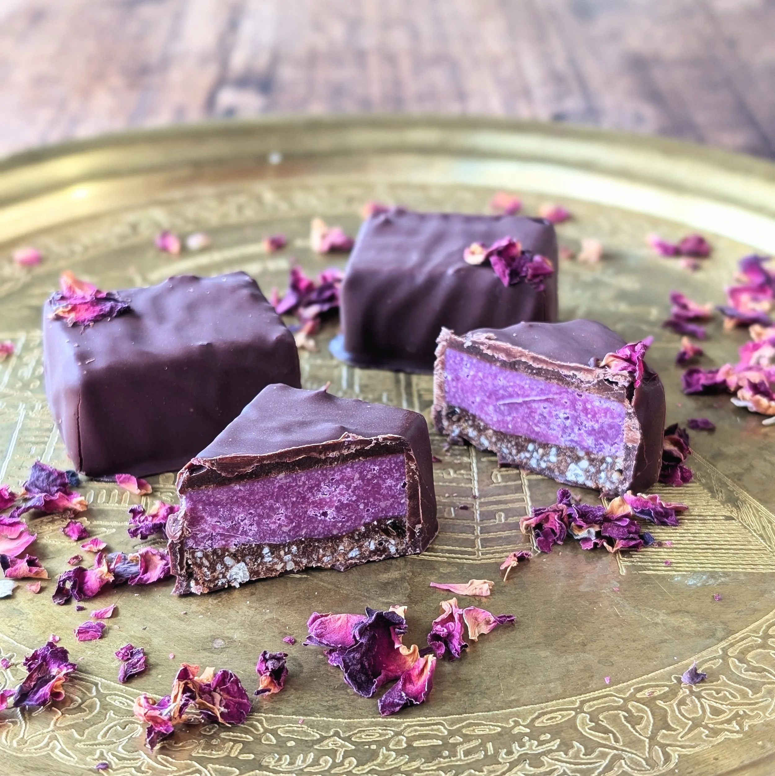 Rose Chocolate Bar x 6 - Coated in 70% Peruvian Chocolate (Org. Gf. Vg.)