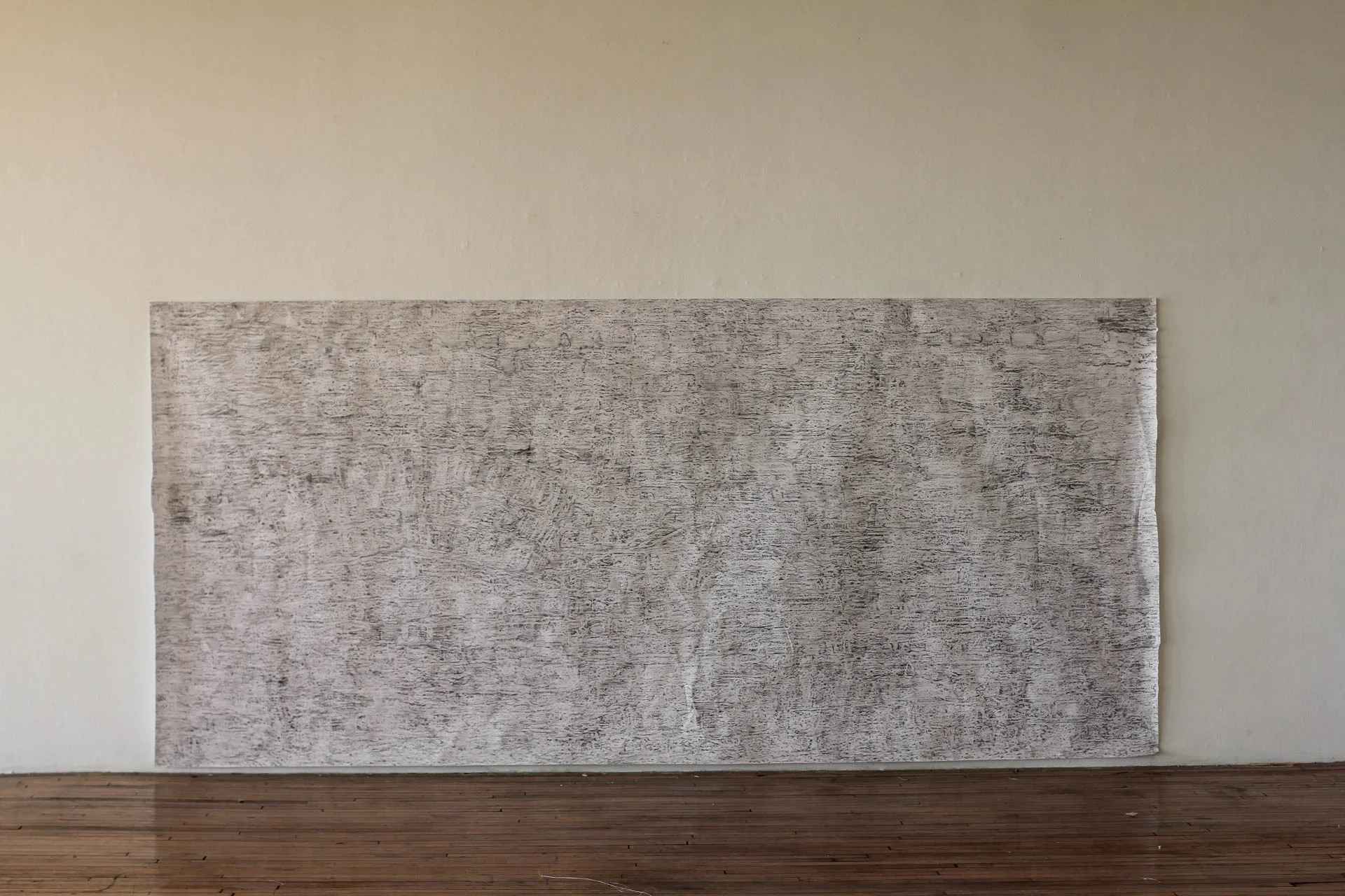 charcoal rubbing on paper. This rubbing is documentation of a house on Cullerton Street deemed for demolition, Chicago, Illinois 2017.
