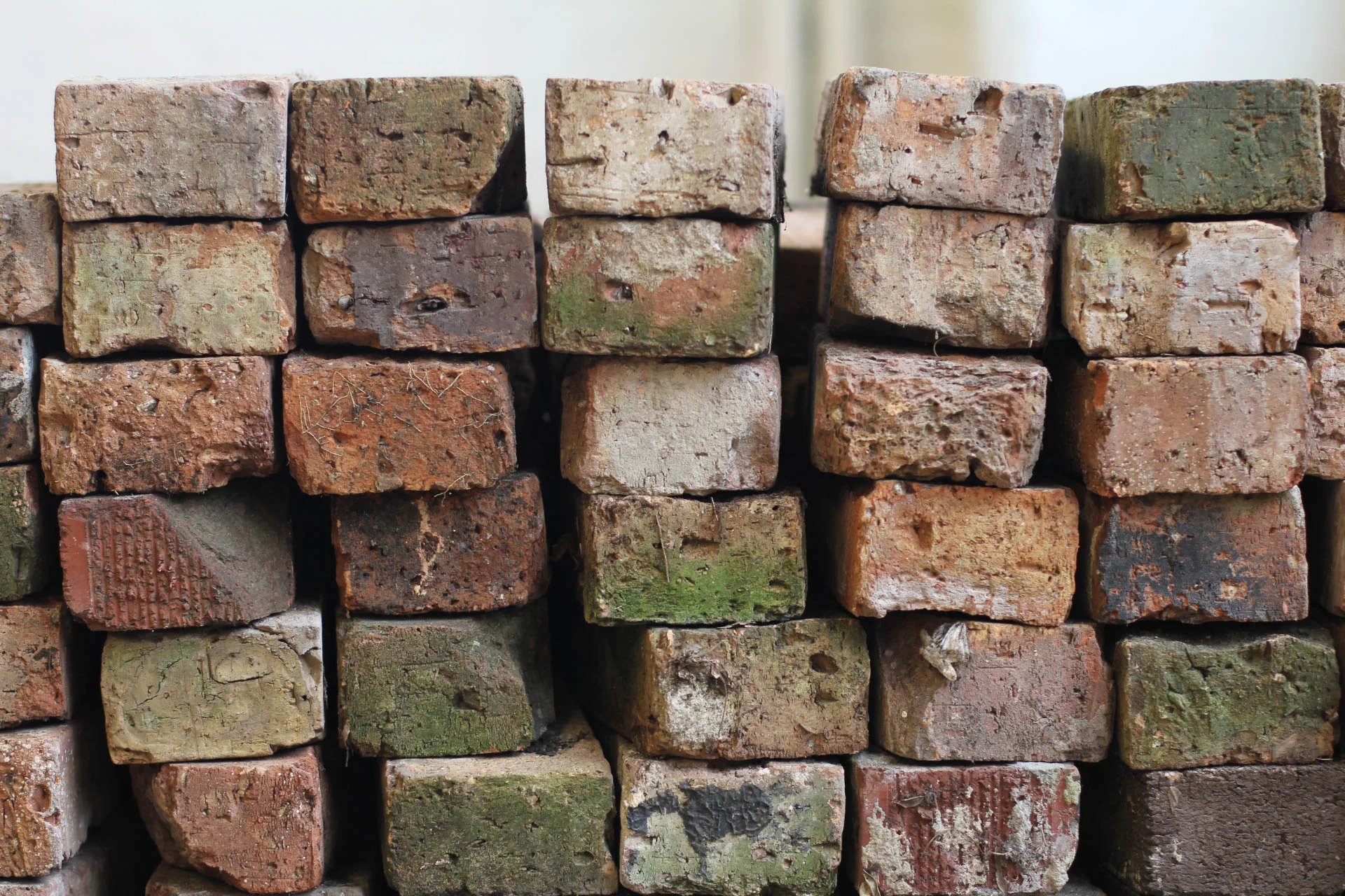gathered and stacked bricks, photo documentation