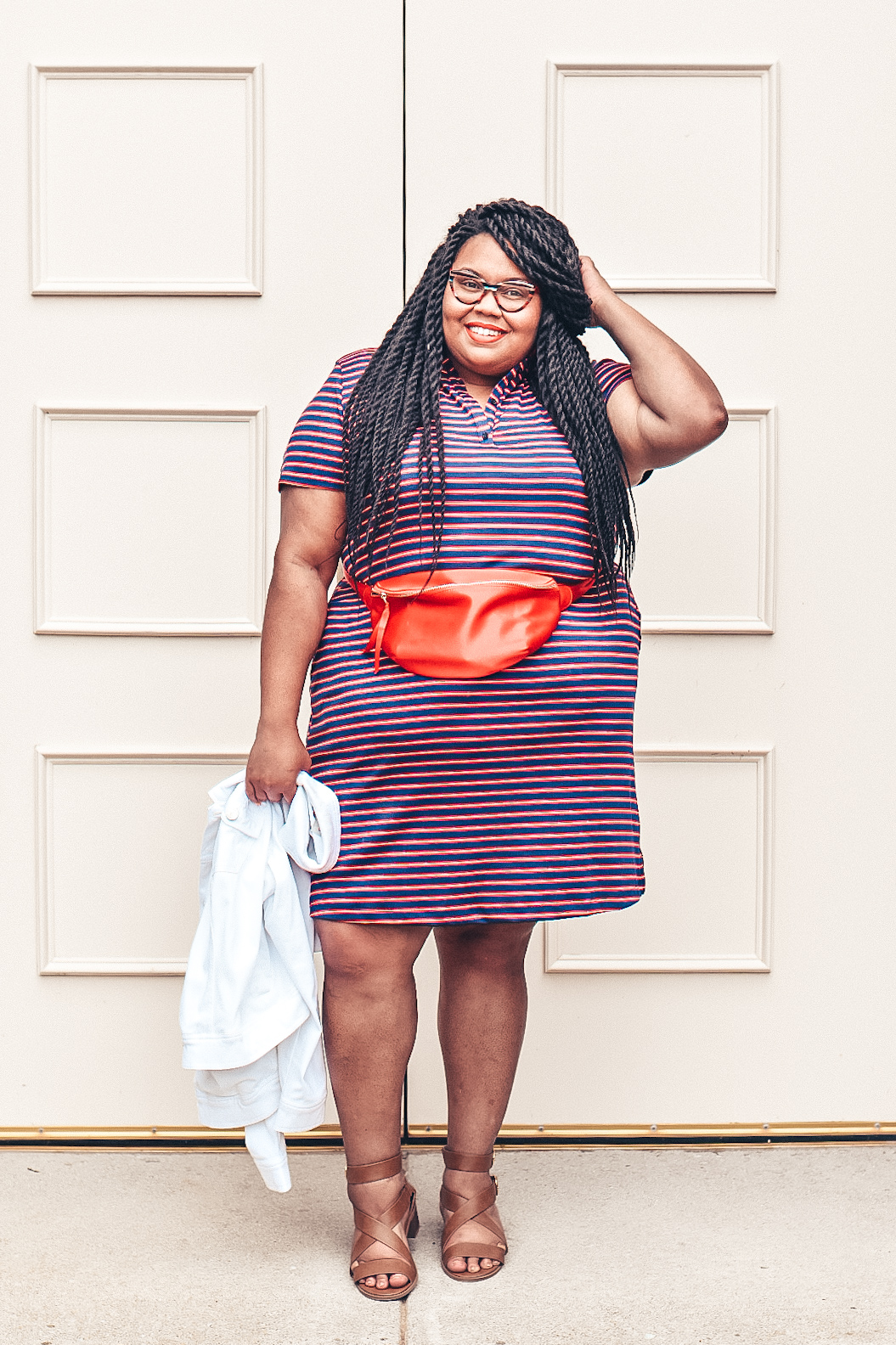 Red and Blue Stripe Plus Size Dress